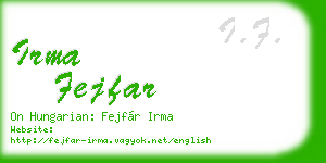 irma fejfar business card
